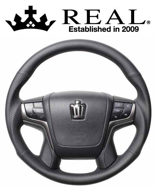 REAL STEERING プレミアムシリーズ ラウンドシェイプ トヨタ クラウンマジェスタ 210系用 カラー：ナッパオールレザー (H30P-LPB-BK)【ハンドル】レアル ステアリング