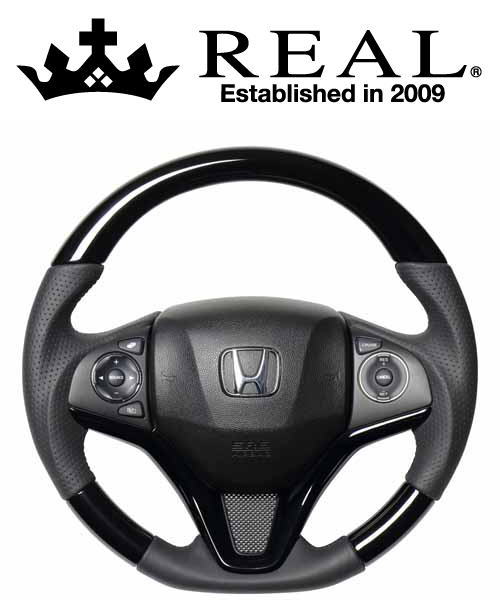 REAL STEERING オリジナルシリーズ ホンダ フィット GK3/GK4/GK5/GK6用 カラー：ピアノブラック (HNA-PBW-BK)【ハンドル】【自動車パーツ】レアル ステアリング