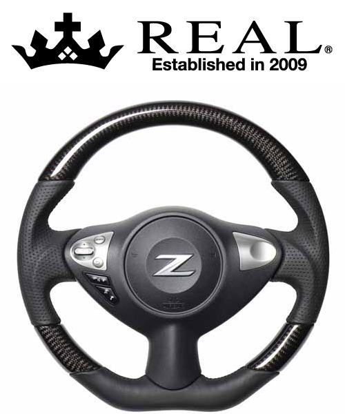 REAL STEERING オリジナルシリーズ 日産 ニッサン フェアレディZ Z34用 カラー：ブラックカーボン (NSB-BKC-BK)【ハンドル】レアル ステアリング