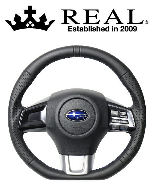 REAL STEERING オリジナルシリーズ スバル WRX STI VAB用 カラー：オールレザー センターマーク (ブルー×ブラックユーロステッチ)(SBA-LPB-BL)【ハンドル】レアル ステアリング