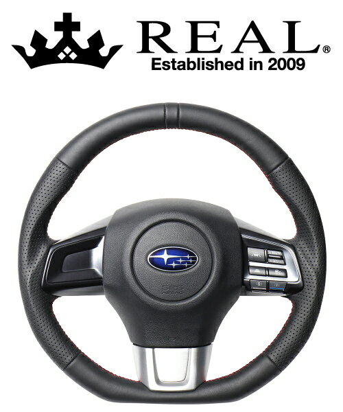 REAL STEERING オリジナルシリーズ スバル WRX STI VAB用 カラー：オールレザー センターマーク (レッド×ブラックユーロステッチ)(SBA-LPB-RD)【ハンドル】レアル ステアリング