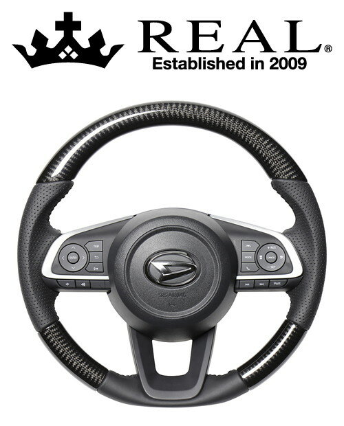 REAL STEERING オリジナルシリーズ スバル ジャスティ 後期 900系用 カラー：ブラックカーボン (TYD-BKC-BK)【ハンドル】【自動車パーツ】レアル ステアリング