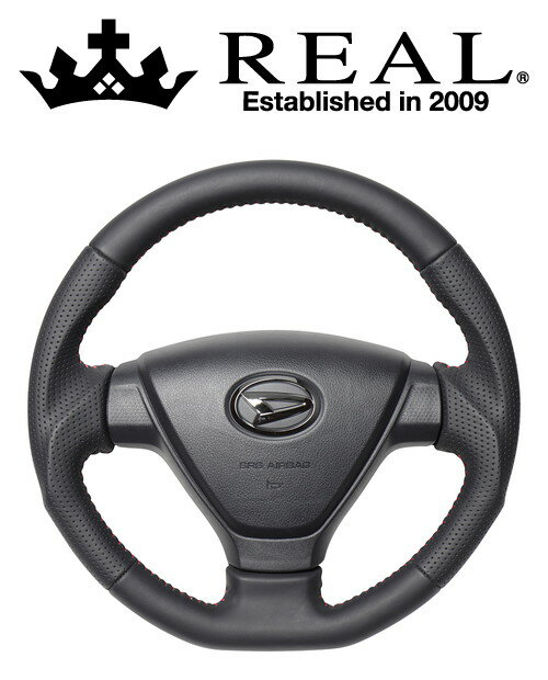 REAL STEERING オリジナルシリーズ ダイハツ ミライース LA350S/LA360S用 カラー：オールレザー (DIA-LPB-RD)【ハンドル】レアル ステアリング