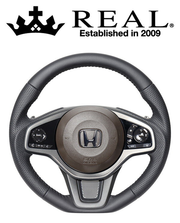 REAL STEERING オリジナルシリーズ ホンダ エヌワン(N-ONE) JG3/JG4用 カラー：オールレザー (HND-LPB)【ハンドル】【自動車パーツ】レアル ステアリング