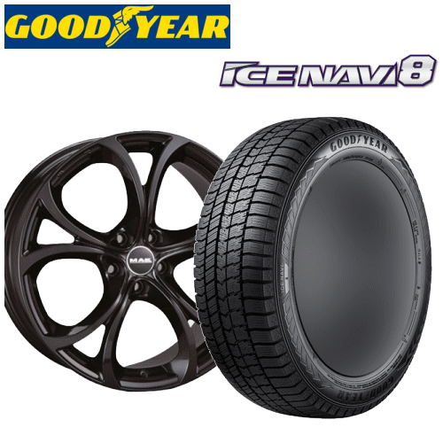 アルファロメオ ステルヴィオ用 タイヤ銘柄： グッドイヤー アイスナビ8 タイヤサイズ： 235/55R19 ホイール： アルミホィール スタッドレスタイヤ ホイール4本セット【19インチ】