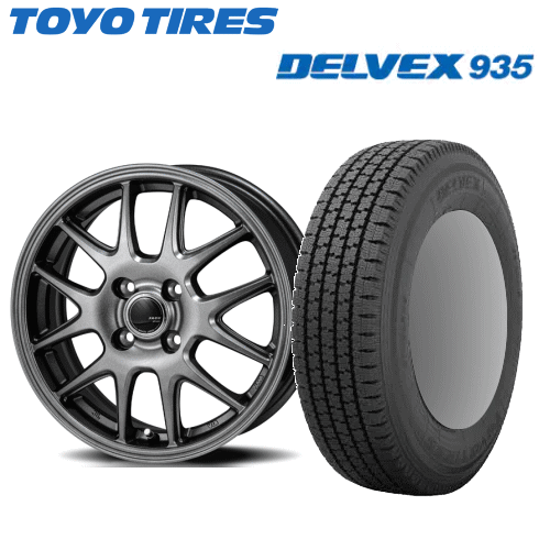 ニッサン NV200バネット(VM20)用 タイヤ銘柄： トーヨー DELVEX 935 タイヤサイズ： 165/80R14 97/95N & 91/90N ホイール： オススメアルミホィール スタッドレスタイヤ ホイール4本セット【14インチ】