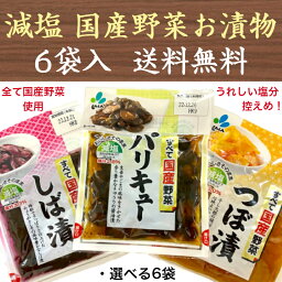 減塩 しば漬 つぼ漬 国産 選べる6袋 送料無料 しば漬け 柴漬け 柴漬 つぼ漬け 新進 保存料不使用