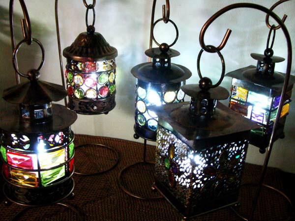 間接照明 スタンドライト テーブルライト 照明器具 インテリア照明 おしゃれ ♪モザイクビーズのランタン(LED付・吊りタイプ)♪ アジアン照明 バリ LED キャンドル ランタン アンティーク 卓上 エスニック リゾート通販格安セール情報 楽天 通販