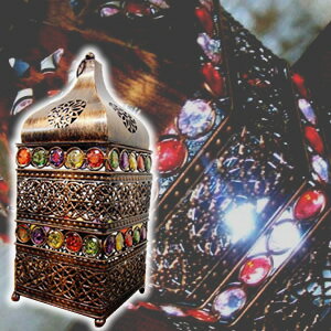 間接照明 スタンドライト テーブルライト 照明器具 インテリア照明 ♪モザイクビーズのランタン(LED付)♪ アジアン照明 バリ おしゃれ LED キャンドル ランタン アンティーク 卓上 エスニック リゾート通販格安セール情報 楽天 通販