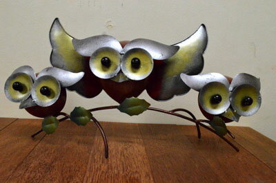 ★レビューで特典★置物 置き物 オブジェ オーナメント 飾り アニマル アジアン雑貨 バリ ♪アイアン ふくろう カラフル親子♪ おしゃれ リゾート トライバル ホテルライク アジアンインテリア インテリア雑貨 デザイン雑貨 バリ風