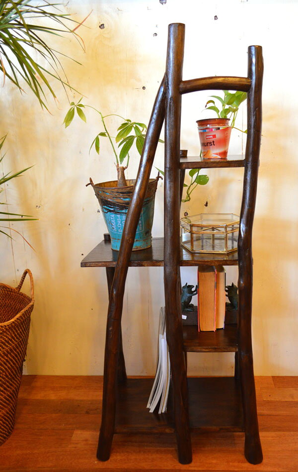 梅雨 初夏 爽やか | 観葉植物 棚 飾り棚 おしゃれ アジアン家具 バリ 木製 (チーク...