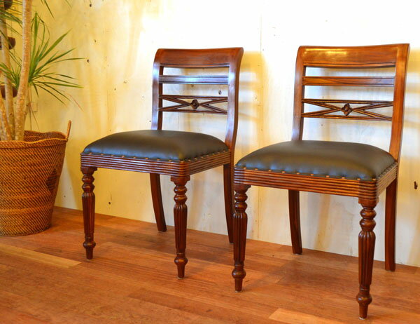 ★レビューで特典★【受注生産】花彫刻 ダイニングチェア(1脚)♪ アンティーク調 リビングチェア 無垢 チ..