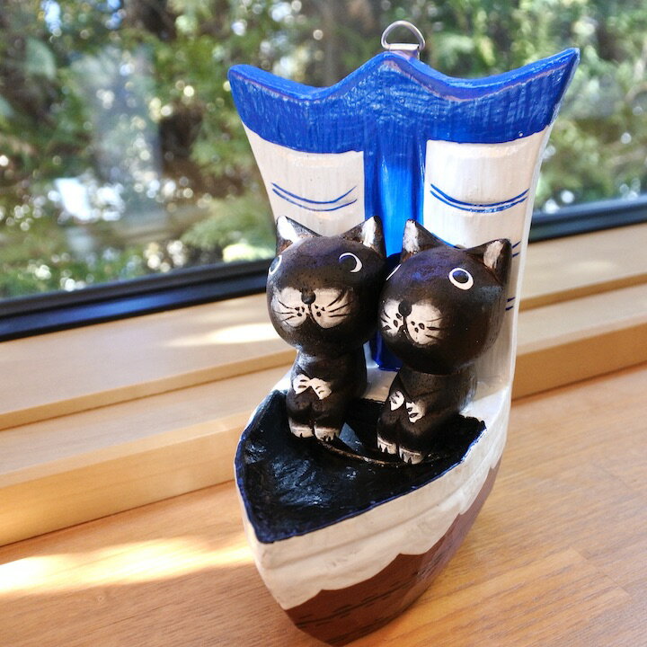 ★レビューで特典★アジアン バリ 雑貨 ♪ヨットネコ♪ おしゃれ インテリア 置き物 オブジェ バリ猫 アニ..