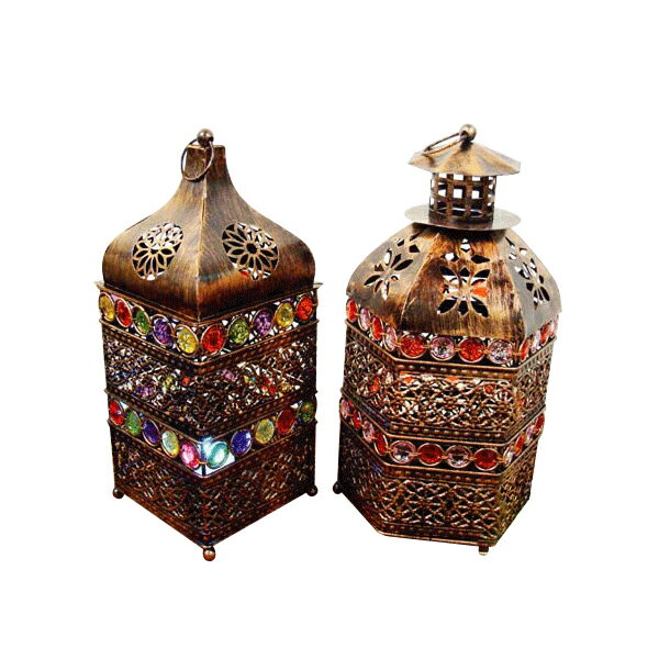 間接照明 スタンドライト テーブルライト 照明器具 インテリア照明 ♪モザイクビーズのランタン(LED付)♪ アジアン照明 バリ おしゃれ LED キャンドル ランタン アンティーク 卓上 エスニック リゾート通販格安セール情報 楽天 通販