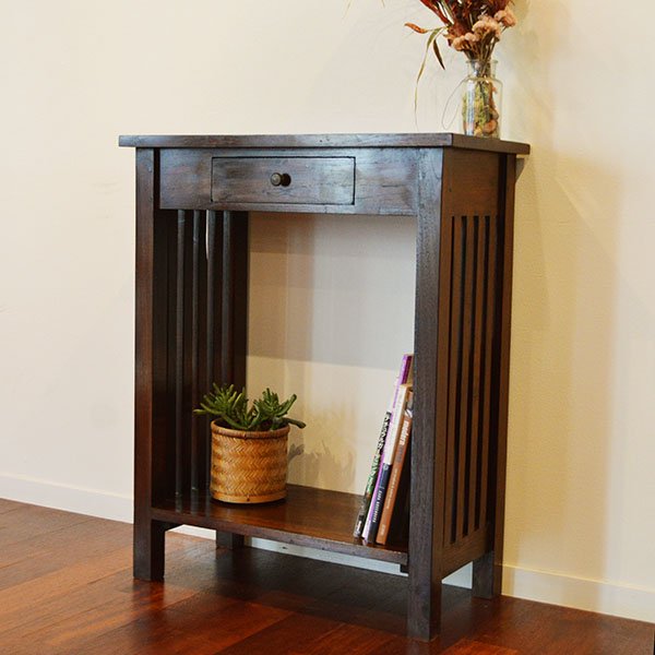 アジアン家具 木製 バリ ♪ハーフムーンコンソールテーブル(一引出し) 楽天市場】アジアン(コンソールテーブル|テーブル