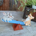 ★レビューで特典★アジアン バリ 雑貨 ♪シーソーで遊ぶネコとねずみ♪ インテリア おしゃれ エスニック 置物 オブジェ アニマル 動物 猫 蛙 かわいい バリ風 リゾート