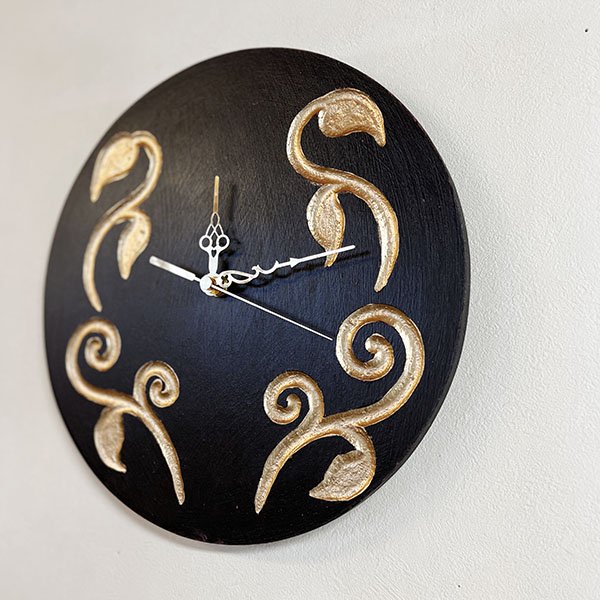 ★レビューで特典★アジアン バリ 雑貨 ♪リーフ柄壁掛け時計♪ インテリア おしゃれ エスニック ウォールクロック 丸型 木製 [2]