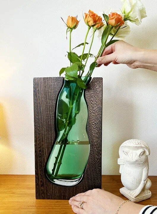 ★レビューで特典★ゼノフラワーベース(Mサイズ)♪ 花瓶 花器 花入れ ガラス 木製 モダン シンプル インテリア おしゃれ アジアン ナチュラル カフェ リゾート トライバル ホテルライク
