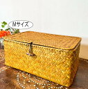 ★10%OFFスーパーSALE★トグルボタン付き収納ケース(M)♪ 収納雑貨 バスケット フタ付き 葛籠 アジアン バリ 化粧箱 インテリア おしゃれ ナチュラル カフェ リゾート トライバル ホテルライク(3)