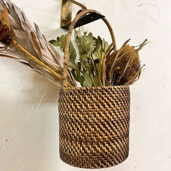 ★レビューで特典★ラタンカリーノバスケット 細長タイプ♪ 鉢カバー 観葉植物入れ 小...
