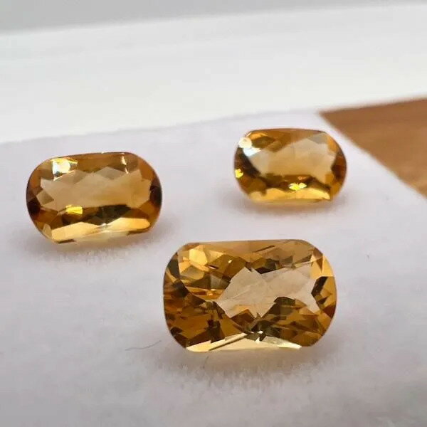 シトリン 8mm×5mm クッションカット W77880142♪ 天然石 ルース 宝石 ジェム 裸石 パワーストーン アクセサリーパーツ