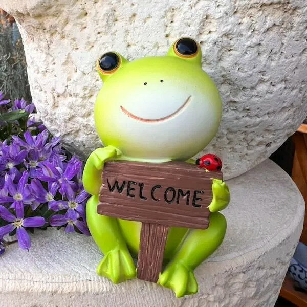 樂天商城 - てんとう虫乗りwelcomeボード持ちカエルくん♪ 置き物 オブジェ 玄関 リビング トイレ 寝室 インテリア おしゃれ ナチュラル カフェ リゾート ホテルライク トライバル