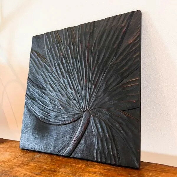 ヤシの葉彫刻レリーフ30cm♪ 壁飾り ウォールデコ アートパネル リビング 玄関 和室 ジャパンディ アジ..
