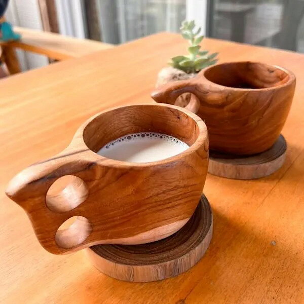 Rakuten - 梅雨 初夏 爽やか | 無垢チーク材 ククサカップ♪ マグカップ コーヒーカップ スープカップ コップ 木製 北欧 キッチン雑貨 カトラリー カフェ インテリア おしゃれ ナチュラル カフェ リゾート ホテルライク トライバル
