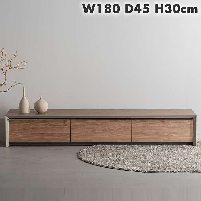 Rakuten - form アルケミラ ローボード ライトブラウン F4-103LBR（W180×D45×H30）♪ 北欧家具 モダン インダストリアル ホテルライク リゾート テレビ台 TV台 木製 国産 日本製 55インチ 55型 収納 棚板 引き戸 扉付き 石目調 モルタル調