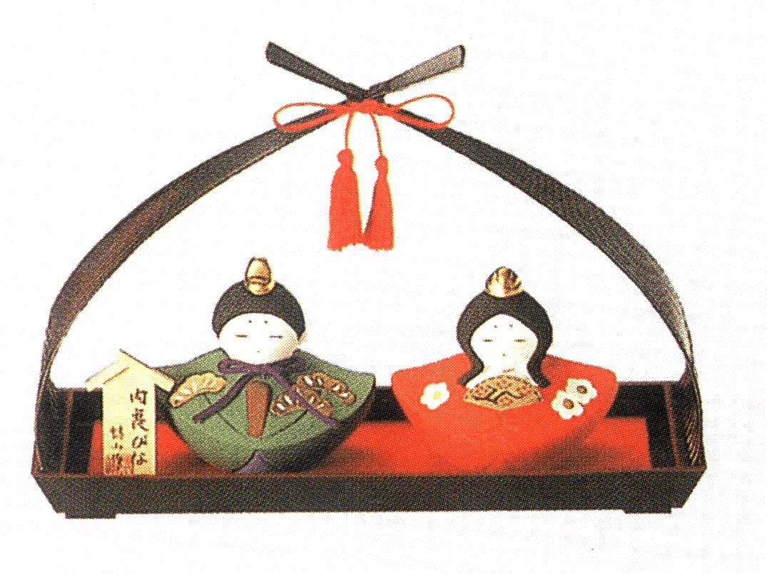 雛人形　ひな人形　内裏雛小＿利休かご付　万古焼