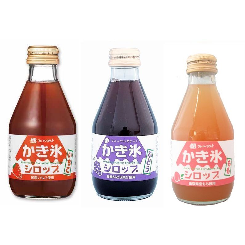 無添加 かき氷 シロップ 3種類セット いちご ぶどう もも フルーツバスケットのサムネイル