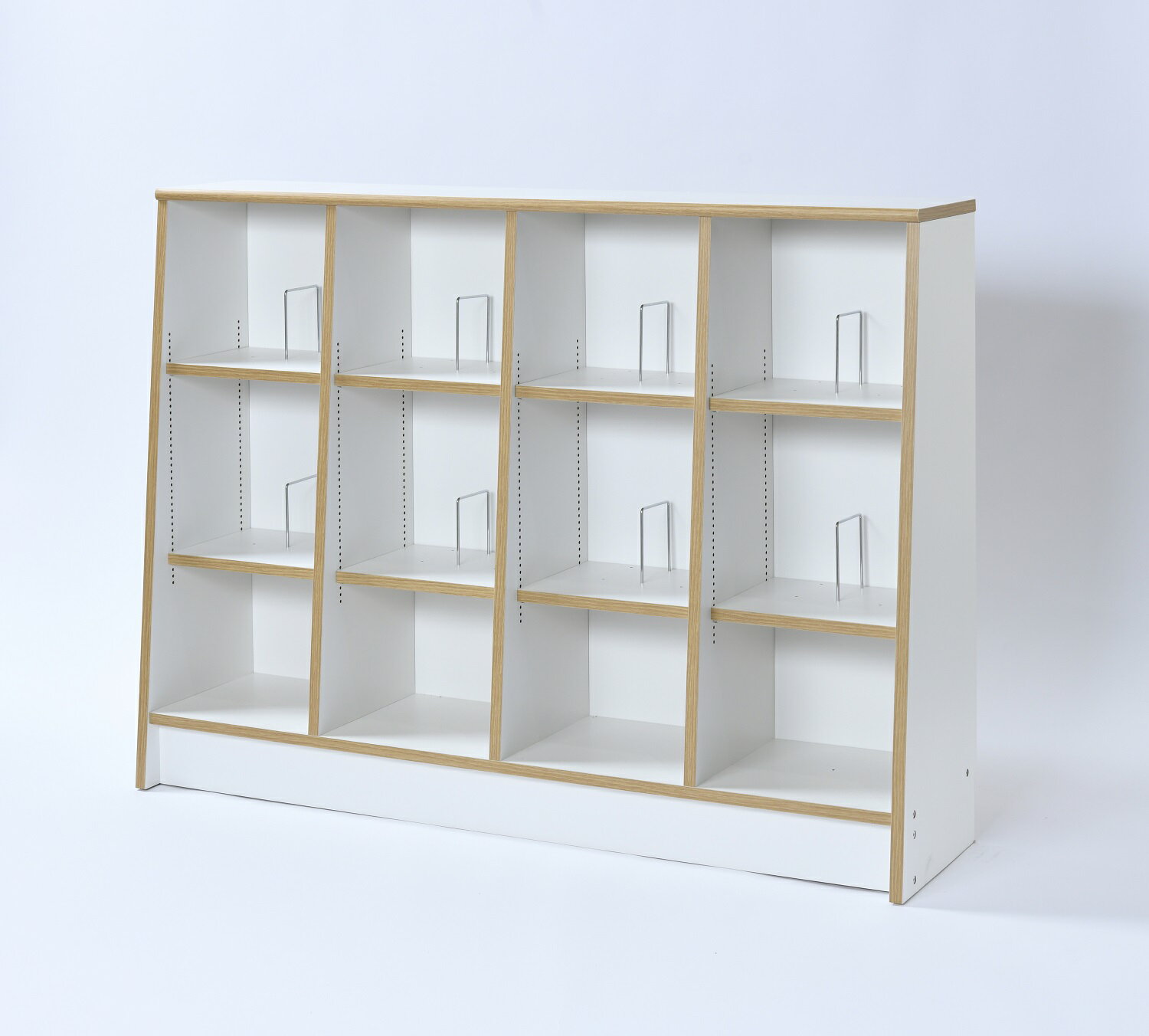 1cmピッチ絵本本棚　参考書　可動棚　ホワイト　組立式　仕切り金具　子供部屋　巾木よけ加工　幅118cm..