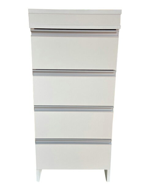 サイドバー付サニタリーチェスト　ランドリー　チェスト　白　4段　タオルが干せる　フック　洗面場　スライドレール　国産