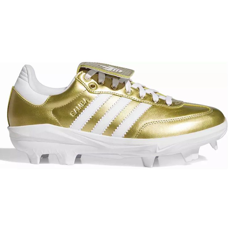 adidas/アディダス Samba TPU Baseball Cleat野球 金具スパイク クラシックなSambaデザイン×現代的な機能性！ 検索KW：アディダス 野球 スパイク 金具スパイク サンバ 軽量 Lightstrike TPU ベースボール 【海外モデル】 海外流通モデルのため、国内では入手しにくいadidasの野球用スパイクです。 在庫がなくなり次第、販売終了となる場合があります。 SambaのDNAを野球フィールドへ！軽快な動きを支える次世代スパイク！ LIGHTSTRIKE 軽量クッションで軽快な動きをサポート SAMBA DESIGN アイコニックなクラシックデザイン TPU SPIKES 優れたグリップと安定したトラクション adidas Samba TPU Baseball Cleatは、アイコニックなSambaのデザインをベースに、野球で求められる機能性を融合したベースボールスパイクです。 軽量で反応性に優れたLIGHTSTRIKEクッションを搭載し、フィールド上での軽快なステップやダッシュをサポート！動きやすさと快適性を両立し、プレー中のパフォーマンスを支えます。 アッパーにはレザーと合成素材を採用し、しっかりとしたフィット感と柔軟性を実現。テキスタイルライニングが足あたりを快適にサポートします。 アウトソールにはTPUスパイクを採用。人工芝や乾いた天然芝など、さまざまなグラウンドで優れたトラクションと安定性を発揮します。 ■商品特徴 ・Sambaのアイコニックなデザインを取り入れた野球用スパイク ・軽量で反応性に優れたLIGHTSTRIKEクッション搭載 ・レザー＆合成素材のアッパーで耐久性と柔軟性を両立 ・テキスタイルライニングが快適な足あたりをサポート ・TPUスパイクによる優れたグリップ力とトラクション ・人工芝や乾いた天然芝などマルチグラウンドに対応 ・レースクロージャーによる安定したフィット感 ■デザイン・フィット アッパー：レザー・合成素材 ライニング：テキスタイル フィット：レギュラーフィット クロージャー：シューレース デザイン：Sambaインスパイアード 用途：野球・ベースボール ■素材・仕様 アッパー：レザー・合成素材 ライニング：テキスタイル ミッドソール：LIGHTSTRIKE アウトソール：合成素材・TPUスパイク タイプ：TPUスパイク フィット：レギュラーフィット ブランド：adidas/アディダス 原産国：輸入品 ■こんなプレーヤーにおすすめ ・デザイン性の高い野球スパイクを探している方 ・軽快で動きやすいスパイクを求める方 ・クッション性のあるスパイクを選びたい方 ・人工芝・天然芝の両方で使用したい方 ・Sambaのクラシックなデザインが好きな方 ・海外モデルのadidas野球スパイクを探している方 ■グラウンド対応 TPUスパイクを採用し、人工芝や乾いた天然芝など、さまざまなグラウンドで優れたトラクションを発揮！ 軽快なステップやダッシュをサポートし、走塁・守備・打撃などフィールド上での動きを快適にサポートします。 ※海外モデルのため、箱や本体に細かな傷・汚れがある場合があります。 ※サイズ感には個人差があります。 ※使用するグラウンドの状態をご確認のうえご使用ください。 ※商品仕様・カラー・デザインは予告なく変更となる場合があります。 ※ご注文後のキャンセル・サイズ交換は原則お受けできません。 ■発送について 海外お取り寄せ商品となる場合は、発送まで約1〜2ヶ月ほどお時間をいただく場合がございます。 【検索ワード】 adidas アディダス Samba サンバ Samba TPU Baseball Cleat 野球 スパイク 野球スパイク TPUスパイク ベースボールシューズ 野球シューズ 軽量 LIGHTSTRIKE ライトストライク クッション トラクション グリップ 人工芝 天然芝 マルチグラウンド メンズ 一般用 海外モデル 海外限定 ベースボール