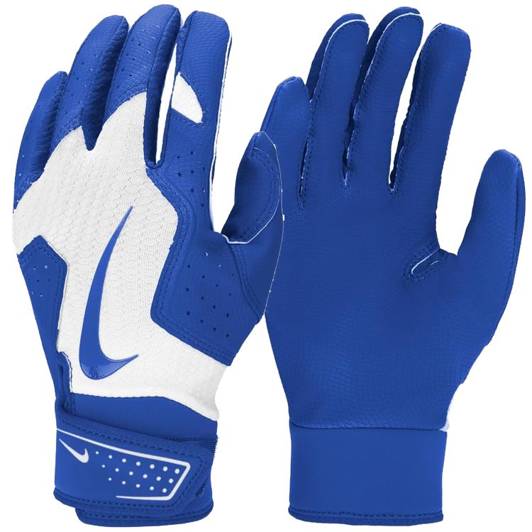 NIKE ナイキ ジュニア用 バッティンググローブ アルファ2.0（両手用） 少年野球・学童野球・リトルリーグ対応｜練習・試合OK ■ 手袋刺繍サービス（当店人気オプション） 手袋刺繍サービス！！ 【刺繍文字について】 ・ひらがな対応OK ・左右違う文字も対応 　例）左手：●● ／ 右手：●● 　※左右別文字をご希望の場合は、必ず分けてご記入ください。 【刺繍文字の記入方法】 ・刺繍をご希望の文字は、 　「加工文字記載欄」へご記入ください。 ・左右別文字などで文字数が多くなり、 　加工文字記載欄に収まらない場合のみ、 　備考欄へご記入をお願いいたします。 【加工文字についての注意事項】 ・刺繍文字は、ご記入いただいた内容をそのまま加工いたします。 （特に大文字・小文字の違いにご注意ください） ※全て大文字でご記入されている場合、 　筆記体や書体2をご選択いただいていても、 　全て大文字で加工いたします。 ・刺繍は1色1重（直刺繍）のみ対応となります。 【グラデーション糸】 ・グラデーションカラーは＋300円となります。 ※詳しくは画像をご確認ください。 ■ こんな選手におすすめ ・滑りにくいグリップで、バットをしっかり振り抜きたい！ ・手汗・ムレが気になる（夏場の練習・連戦にも） ・ジュニアでも手首まで安定したフィット感がほしい！ ■ 商品特徴（打ちやすさの理由） ● 掌：テクスチャ加工でグリップ＆耐久性UP しっかり握れて滑りにくい設計 ● DRI-FIT：さらっと快適、速乾性をキープ 汗をかいても快適さを保ちやすい仕様 ● ネオプレンカフ：手首を包み込む安定フィット 動きに追従し、着け心地もブレにくい ● 合成皮革：お手入れしやすい素材 汚れが気になるジュニアにも扱いやすいバッティング手袋です。 ■ カラー / 品番 / 仕様 カラー：ホワイト/ゲームロイヤル(176) 品番：ba1202-176 仕様：ジュニア用 / 両手用 / バッティング手袋 ■ 素材 ・手のひら：ポリエステル70%/ポリウレタン30% ・手の甲：ポリエステル82%/ポリウレタン18% ・その他：ナイロン51%/ポリエステル34%/ポリウレタン15% ■ サイズ選びの目安（ジュニア） 中指先～掌最下部を目安にお選びください。 サイズ 目安（cm） S 16.5～17.25 M 17.25～18.0 L 18.0～18.5 ■ 発送・注意事項 ・ポスト投函便でのお届けとなる場合がございます（日時指定不可）。 ・複数点のご注文や梱包状況により宅配便へ変更となる場合がございます。 ※画像は閲覧環境により色味が異なる場合がございます。 ※サイズ交換・キャンセル可否は当店規約に準じます。 ■ よくある質問（FAQ） Q. 試合でも使用できますか？ A. ジュニア用両手バッティング手袋として、練習・試合どちらもご使用いただけます。 Q. 洗えますか？ A. 合成皮革のため、やさしい手洗いをおすすめしております。 ベースボールショップYBC 野球専門店として、サイズ選び・加工内容のご相談も承ります。 ご不明点はお気軽にお問い合わせください。 メーカー希望小売価格はメーカーカタログに基づいて掲載しています
