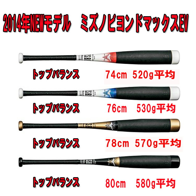 【2014年NEWモデル.即日発送可能】ミズノ　ビヨンドマックスEV　少年軟式用　カーボン製バット（1C...