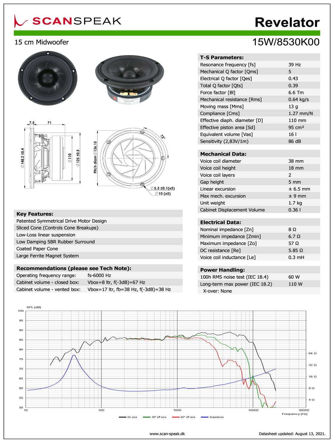 Scan-Speak Revelator 15W/8530K00 ���ԡ�������˥å� 15cm �ߥåɥ����ե��� ��8���סʥڥ���
