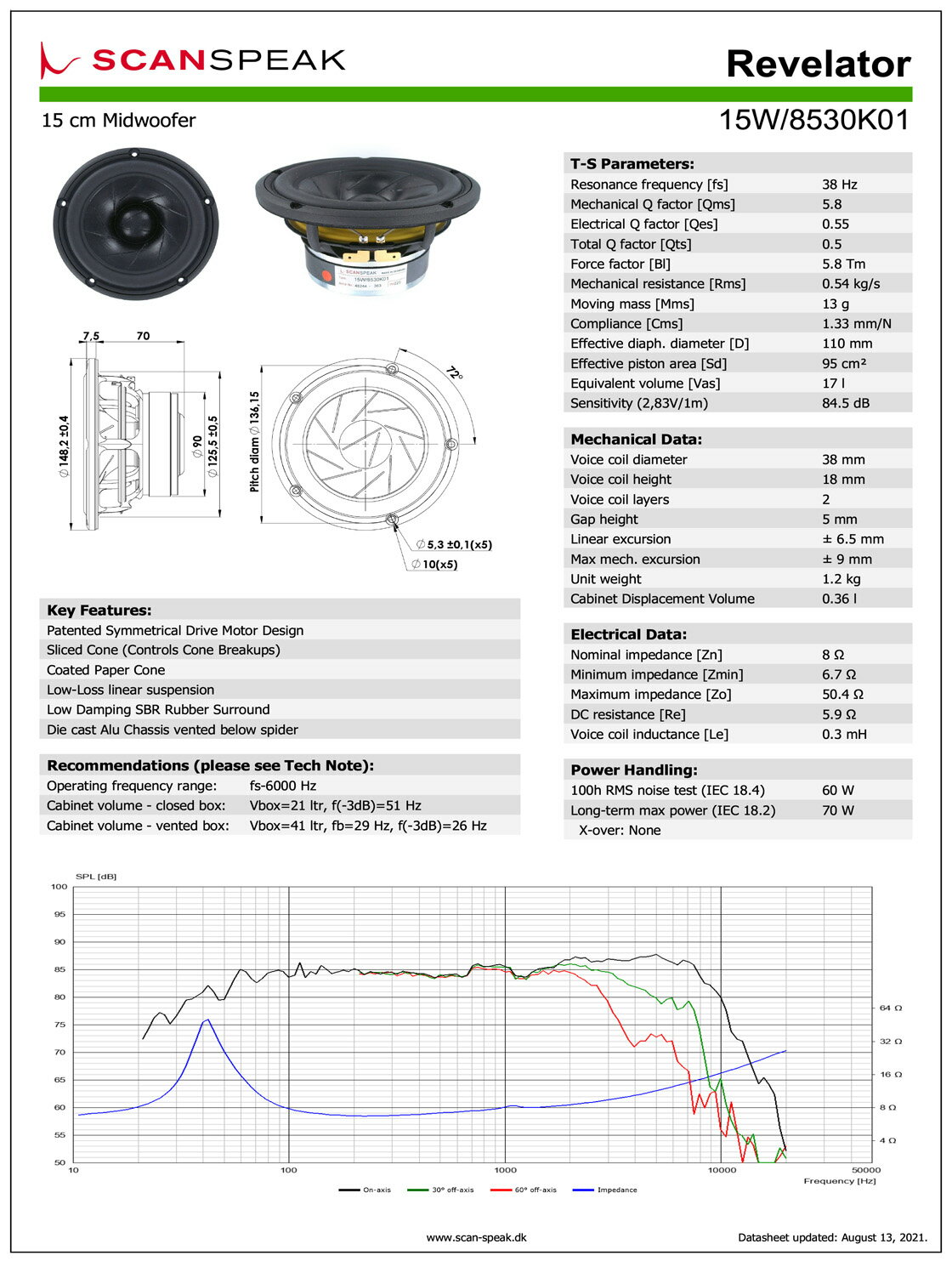 Scan-Speak Revelator 15W/8530K01 ���ԡ�������˥å� 15cm �ߥåɥ����ե��� ��8���סʥڥ���