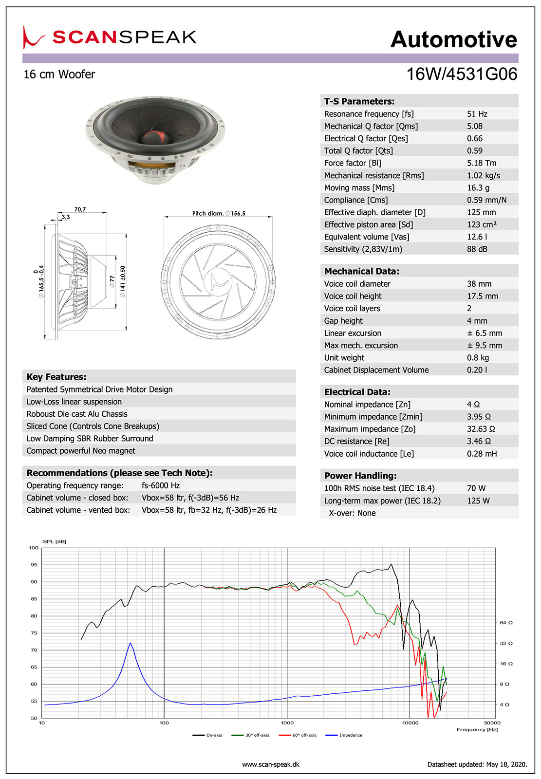 Scan-Speak Silver 16W/4531G06 カー用スピーカーユニット 16cm ミッドウーファー ...