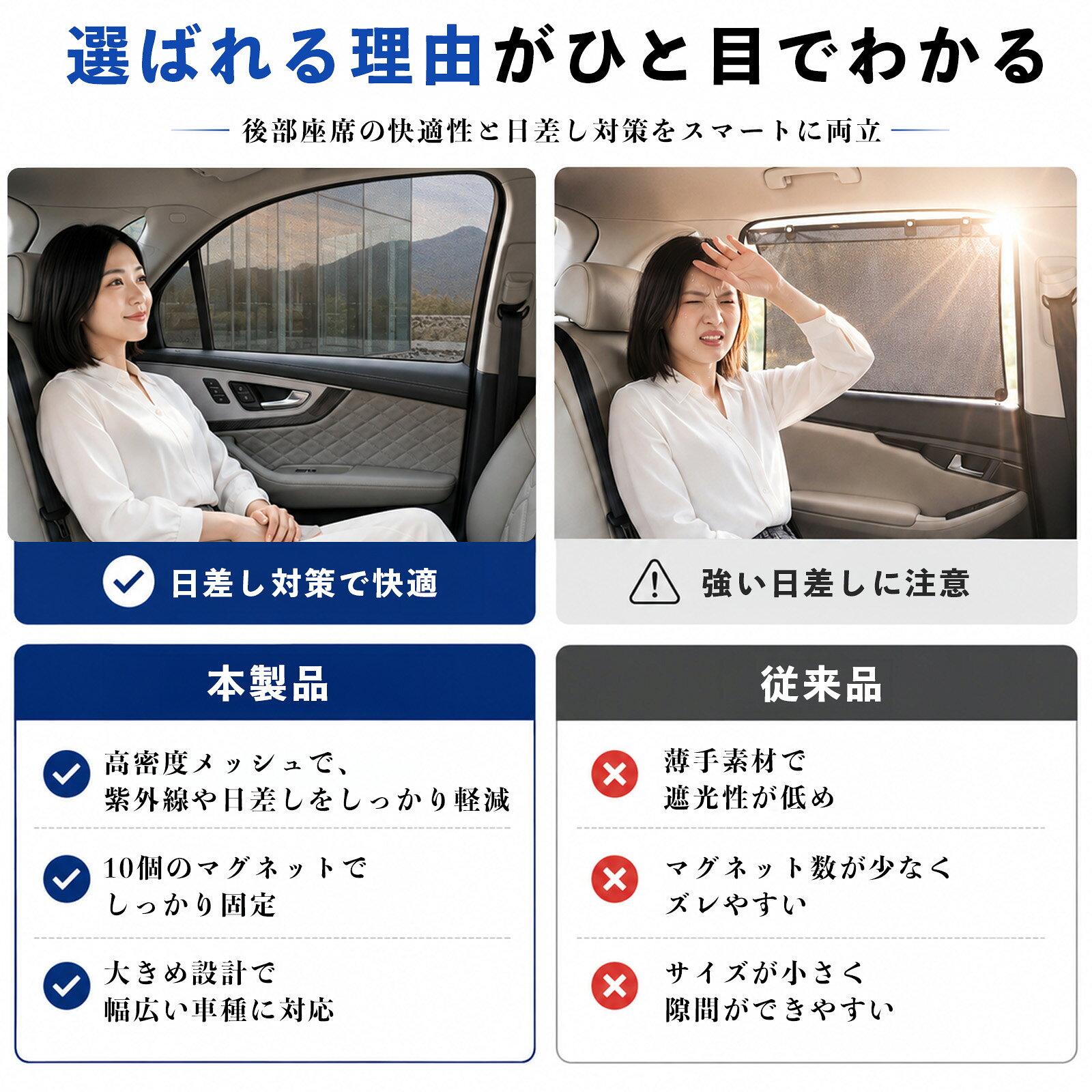 YouCars楽天市場店のブーン シルク M700 M710 互換性 メッシュカーテン 車用 サンシェード 磁石 車窓 目隠し 日除け 車中泊 UVカット 遮光断熱 虫よけ 簡単取付 遮光断熱虫よけ プライバシー保護 仮眠 ドライブ コンパクト収納 折りたたみ 繰り返し使用 運転席 助手席用 YouCars｜アングル3
