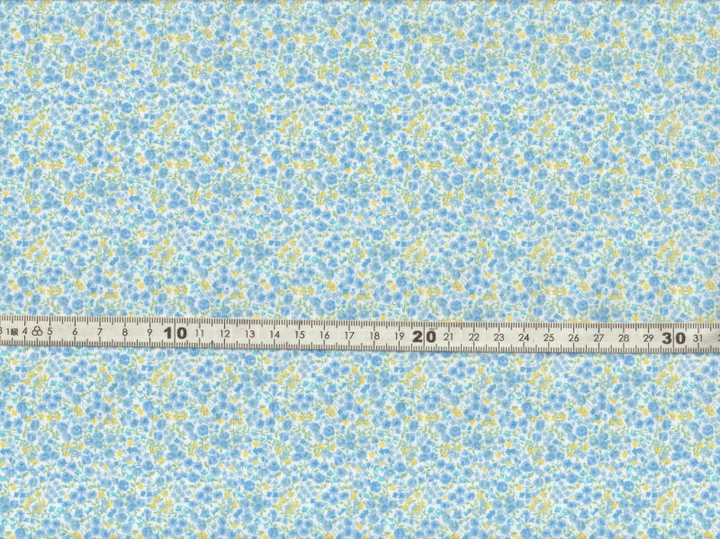 【送料無料】綿100% 生地 小花柄 プリント ブルー系 シーチング