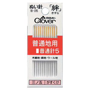 木綿地、麻地、ウール地などに。 ニッケルメッキ後、クロバー独自の先付研磨(先直し)で、針先から0.5mmくらいの所を円すい状に研削し、尖った針先を強化。鋭く、強く、布通りのよい針先にしています。 1包12本入　太さ0.71mm　長さ45.5mm 三ノ五／がすくけ 生地・手芸用品・資材は送料無料！ 普通郵便での発送です。追跡不可のためご心配な方はネコポス・宅急便をご指定ください。※別途送料 ※普通郵便は、万一紛失の場合の保障はありません。 ★お買い物はまとめ買いが更にお得！ 税別￥1,000以上のお買上げで3%OFF、￥3,000以上で5%OFF。 ご注文後、メールにて正確な金額をお知らせ致します。