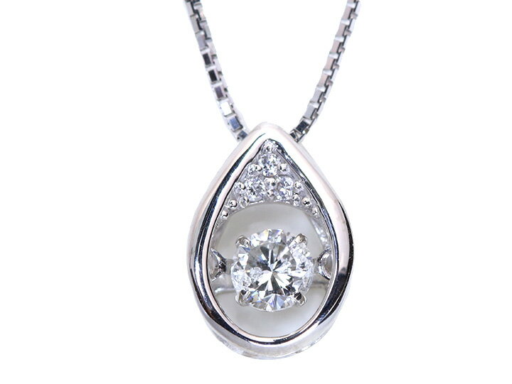 楽天拘りジュエリーSHOP Yコレクション【スーパーセール限定！20％OFFで121000円から96800円に！】雫の中で揺らめく ダイヤモンド0.20ct K18WGダンシングストーンネックレス 受注品/送料無料 動画