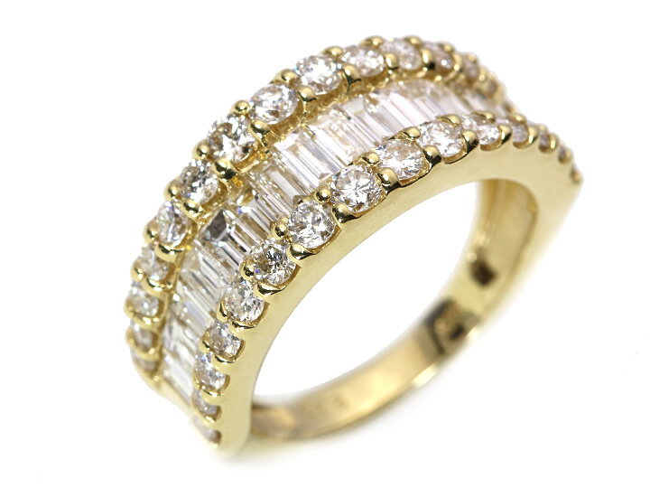 Rakuten - 【ギフト応援プライス】バケットダイヤ＆ラウンドダイヤ合計2.00ct 2カラット K18（K18WG・K18YG・K18PG対応）リング 指輪 受注商品 婚約・結納・誕生日祝/送料無料