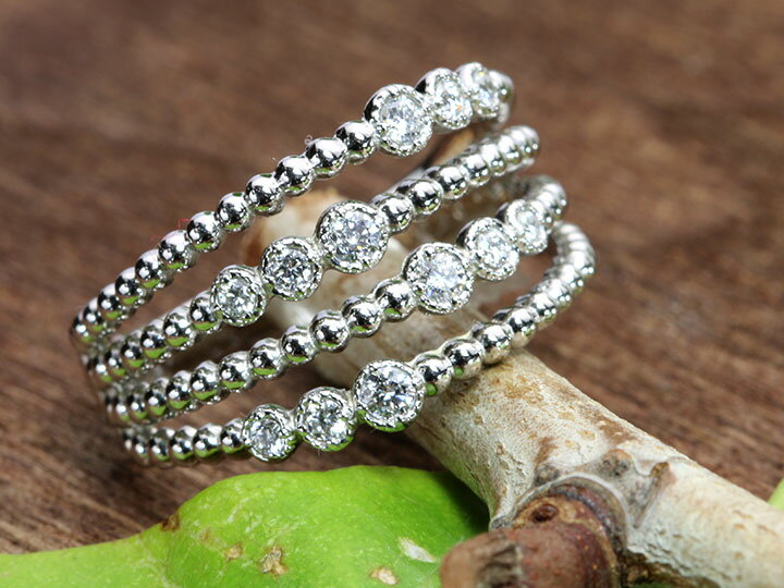 Diamond - ★スーパーセール限定20％OFF 187000円⇒149600円に！★ダイヤモンド 0.20ct 4連・レイヤードラインシリーズ 引っ掛かりなし 普段使い PT900プラチナリング 指輪 受注品/送料無料