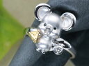 ネズミモチーフ ダイヤモンド0.06ct 立体的 つや消し アニマル 鼠 干支 K18WG/K18 ホワイトゴールド・イエローゴールド リング・指輪 1点もの/Ycollectionワイコレクション/送料無料