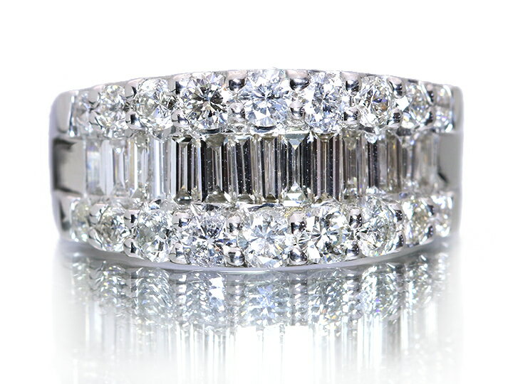 【スーパーセール限定!大奮発ポイント10倍】【ギフト応援プライス】バケットダイヤ&ラウンドダイヤ合計2.00ct 2カラット PT900(K18WG素材対応)リ...