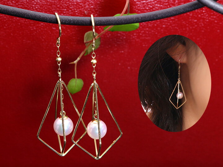 ◆18％OFFクーポン対象！◆一粒アコヤ真珠が揺れる、フック式ピアス 大人女子にオススメの上品清楚パールピアス（各種地金対応可） 受注品/