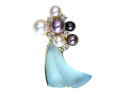 K18YG マットなブルートパーズ&マルチパール&ダイヤトップ Bby Blue 海外ジュエリー Mde in Germny 1点もの/Ycollectionワイコレクション