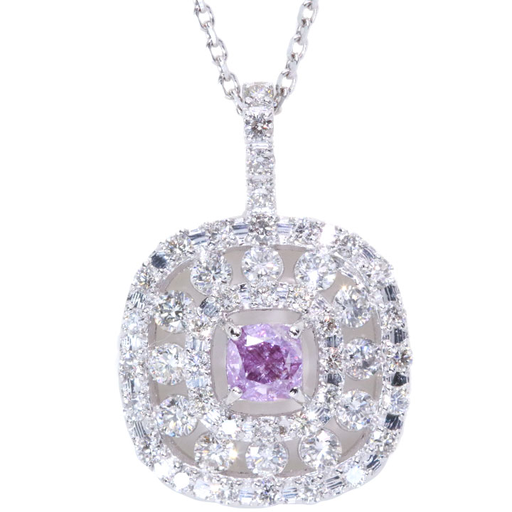 パープルダイヤモンド 0.509カラット FANCY INTENSE PINK PURPLE I1 ダイヤモンド 0.93カラット PT950/PT850 ペンダントネックレス 濃厚で明瞭 ピンクと紫が融合した独創的カラー 1点もの